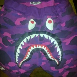 Purple xl bape shorts worn